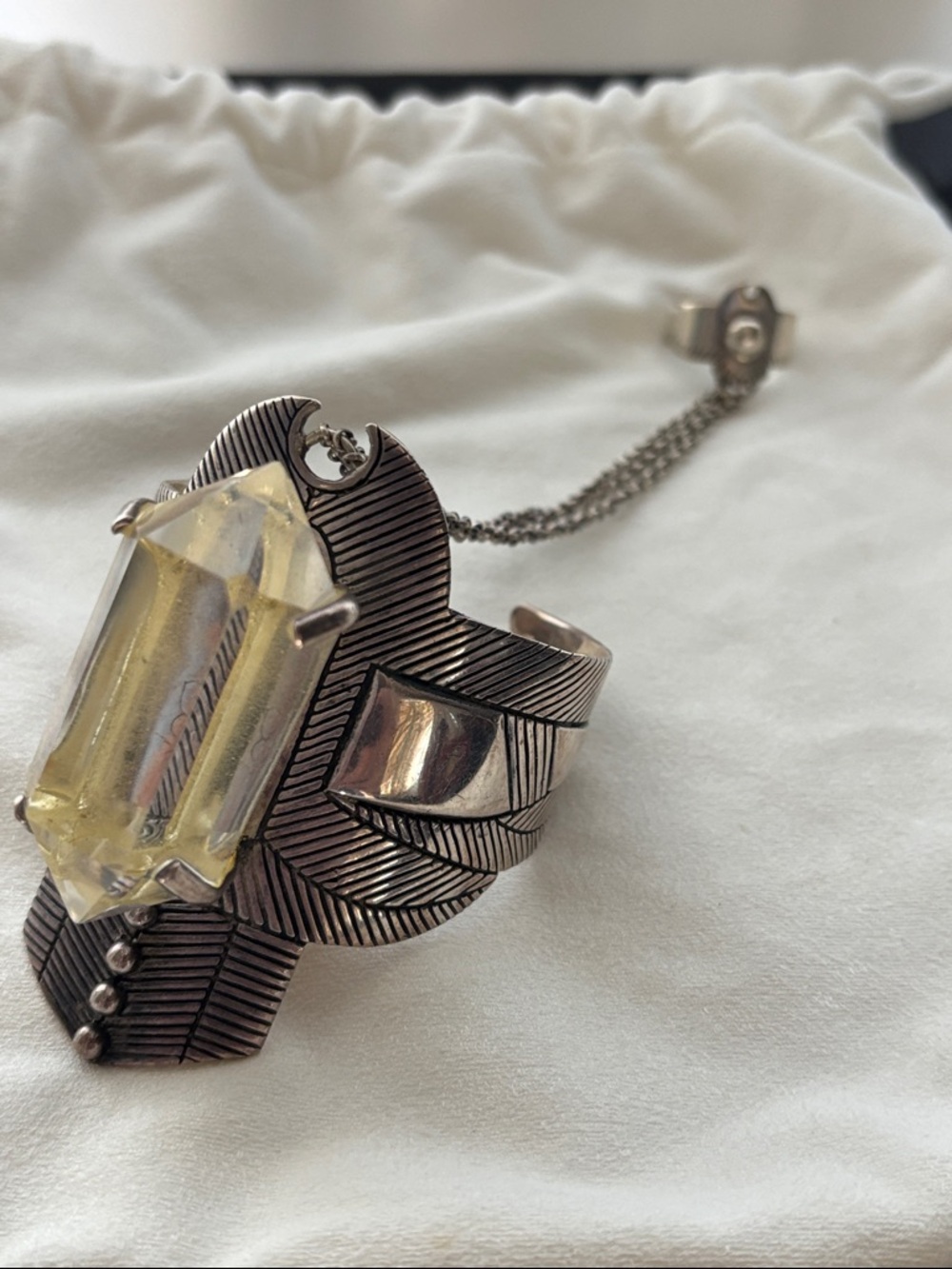 RARE Spell and The Gypsy Collective  Thunderstruck Cuff Clear Quartz in Silver